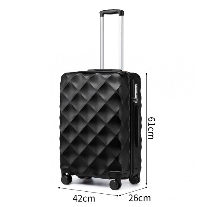 3-Piece Ultralight ABS and Polycarbonate Bumpy Diamond Luggage Set with TSA Lock – Black