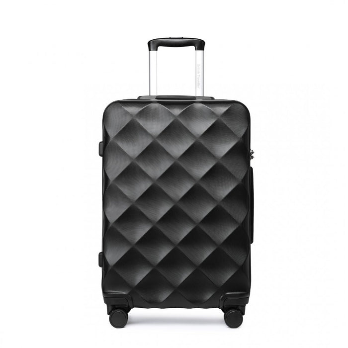 Ultralight ABS and Polycarbonate Bumpy Diamond Suitcase with TSA Lock – 24-Inch – Black