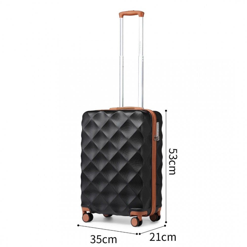 3-Piece Ultralight ABS and Polycarbonate Bumpy Diamond Luggage Set with TSA Lock – Black and Brown
