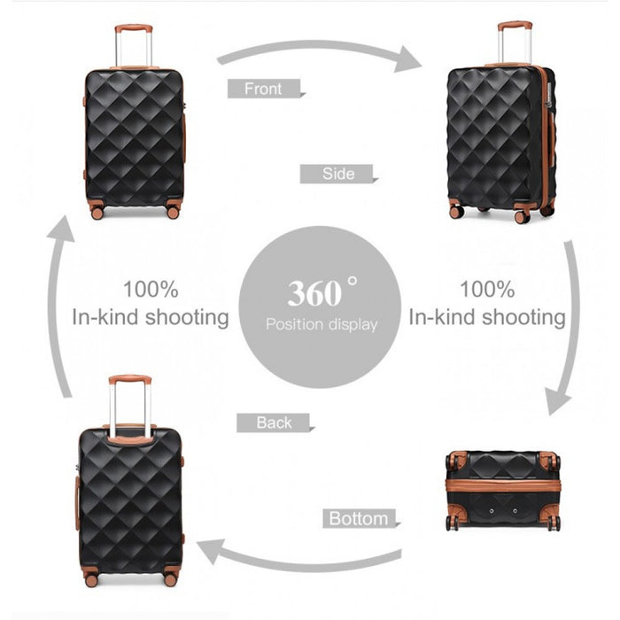 Ultralight ABS and Polycarbonate Bumpy Diamond Suitcase with TSA Lock – 28-Inch – Black and Brown