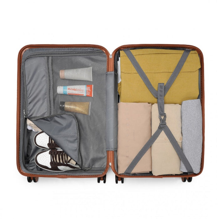 Ultralight ABS and Polycarbonate Bumpy Diamond Suitcase with TSA Lock – 28-Inch – Black and Brown