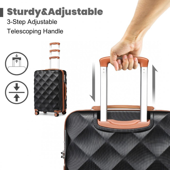 Ultralight ABS and Polycarbonate Bumpy Diamond Suitcase with TSA Lock – 28-Inch – Black and Brown