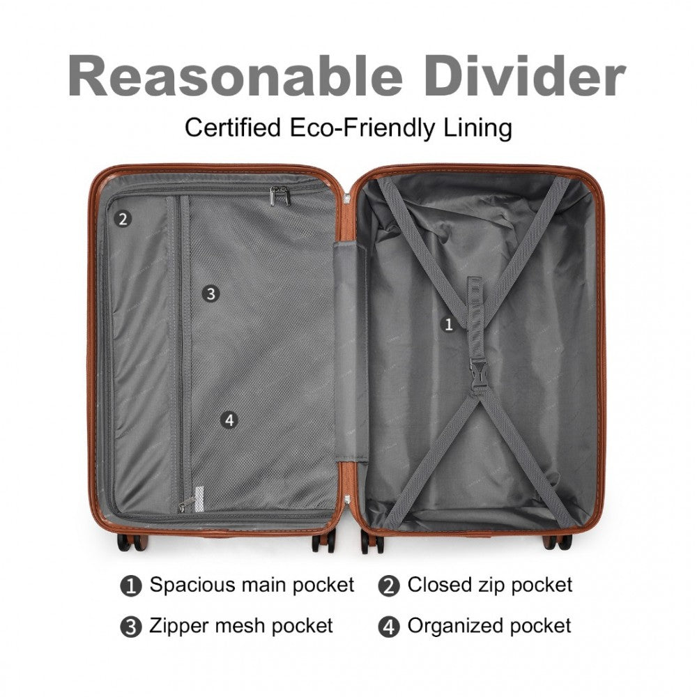 Ultralight ABS and Polycarbonate Bumpy Diamond Suitcase with TSA Lock – 24-Inch – Black and Brown
