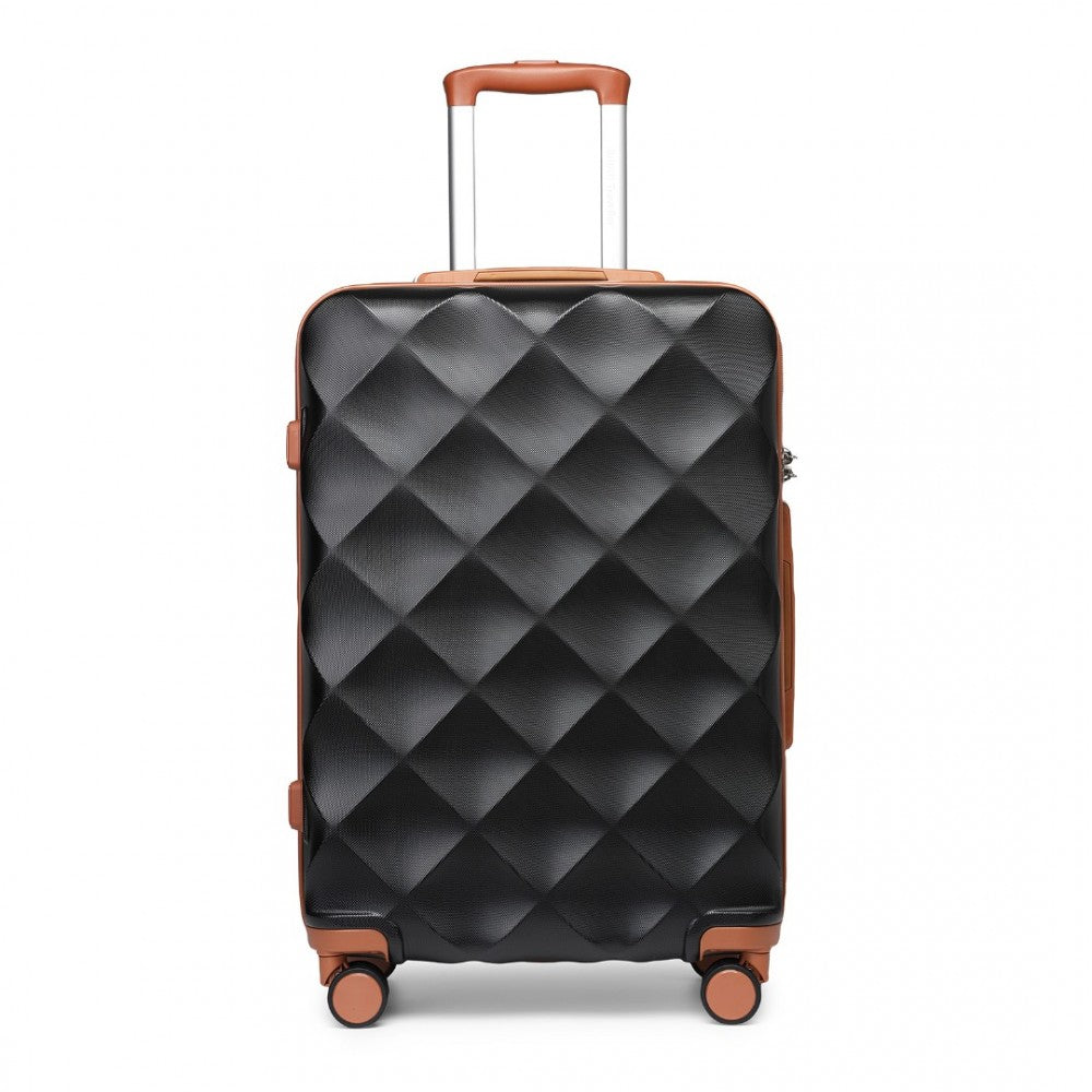 Ultralight ABS and Polycarbonate Bumpy Diamond Suitcase with TSA Lock – 24-Inch – Black and Brown