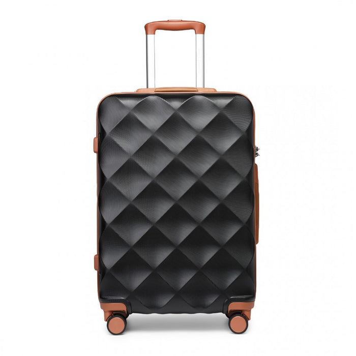 Ultralight ABS and Polycarbonate Bumpy Diamond Suitcase with TSA Lock – 24-Inch – Black and Brown