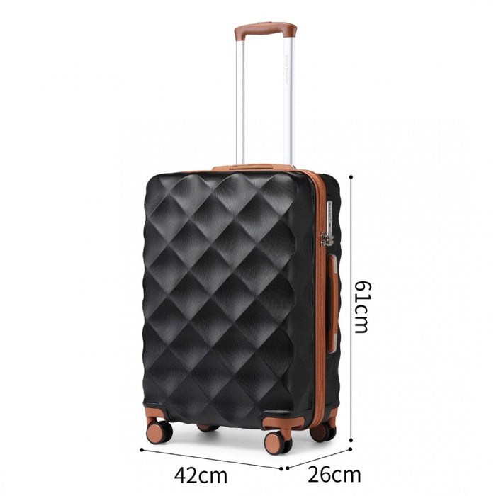 Ultralight ABS and Polycarbonate Bumpy Diamond Suitcase with TSA Lock – 24-Inch – Black and Brown