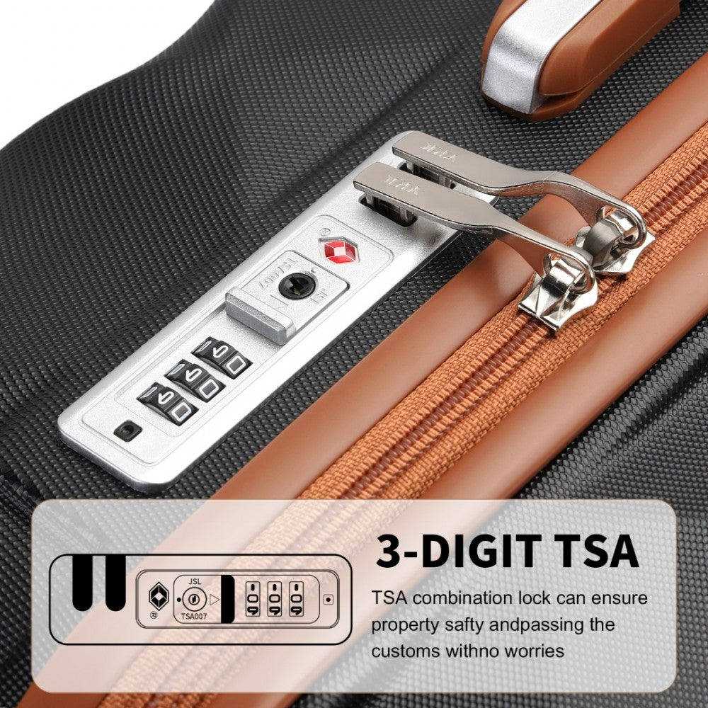 Ultralight ABS and Polycarbonate Bumpy Diamond Suitcase with TSA Lock – 24-Inch – Black and Brown