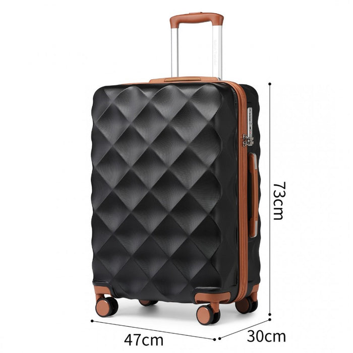 3-Piece Ultralight ABS and Polycarbonate Bumpy Diamond Luggage Set with TSA Lock – Black and Brown