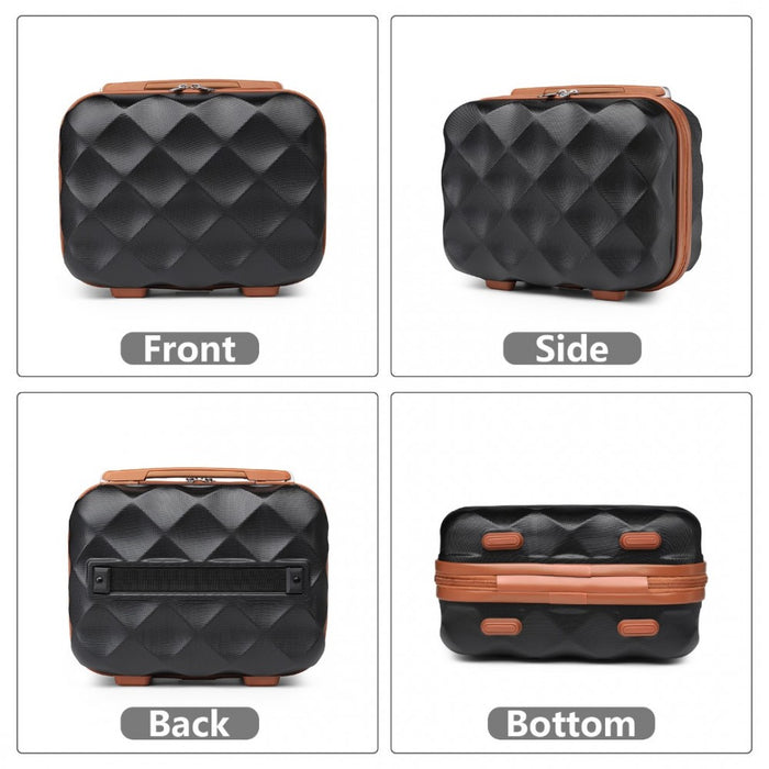 4-Piece Ultralight ABS and Polycarbonate Bumpy Diamond Luggage Set with TSA Lock – Black and Brown