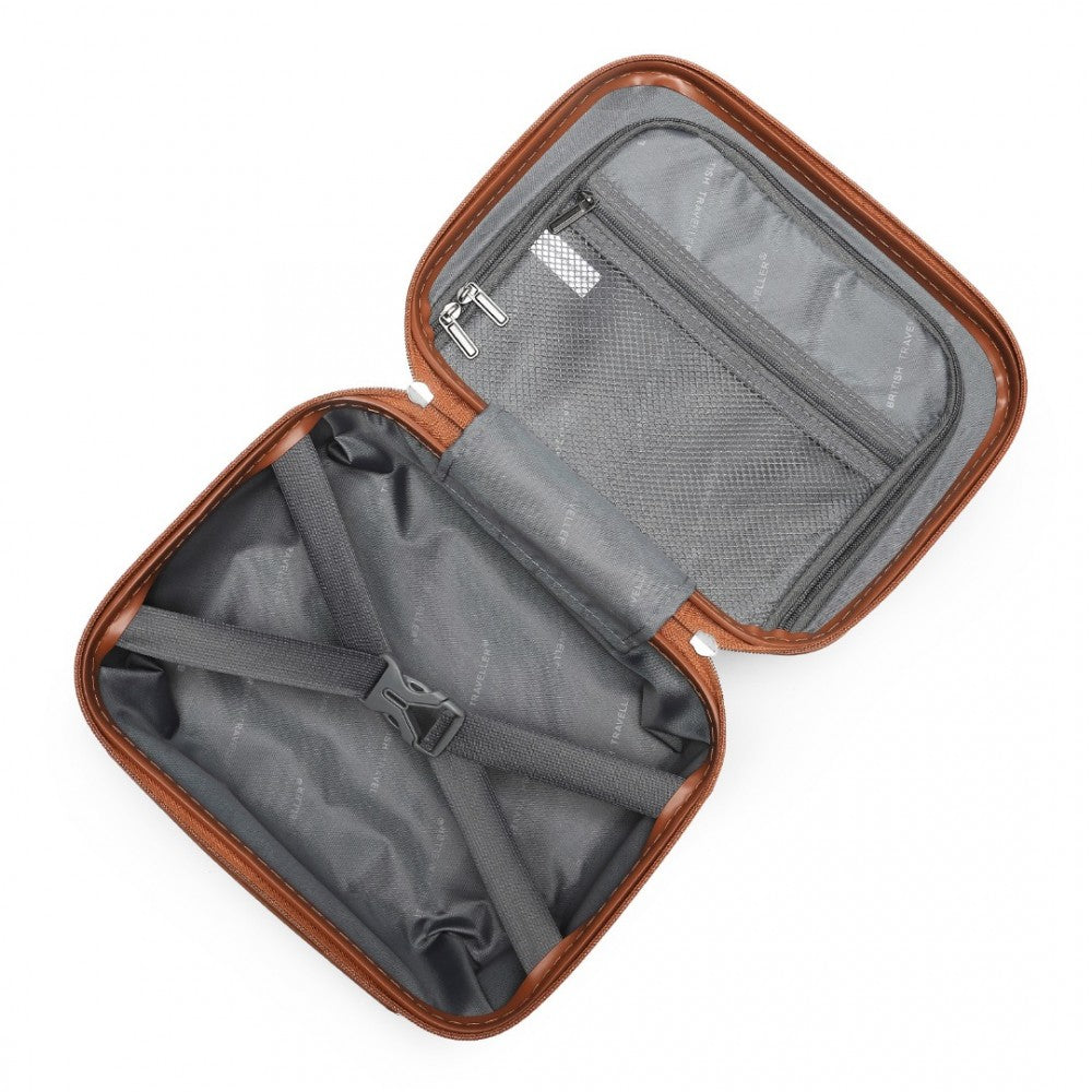 4-Piece Ultralight ABS and Polycarbonate Bumpy Diamond Luggage Set with TSA Lock – Black and Brown