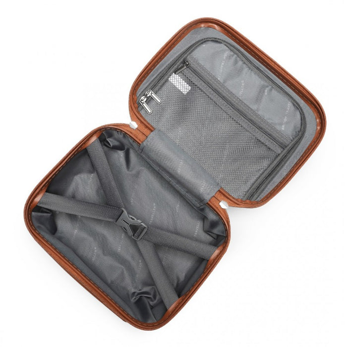 4-Piece Ultralight ABS and Polycarbonate Bumpy Diamond Luggage Set with TSA Lock – Black and Brown