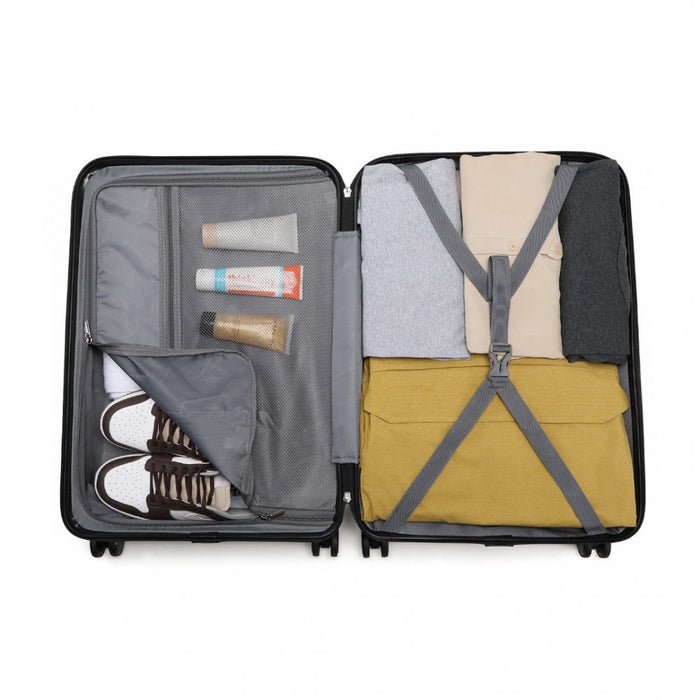 4-Piece Ultralight ABS and Polycarbonate Bumpy Diamond Luggage Set with TSA Lock – Black