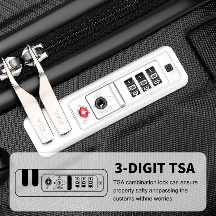 3-Piece Ultralight ABS and Polycarbonate Bumpy Diamond Luggage Set with TSA Lock – Black