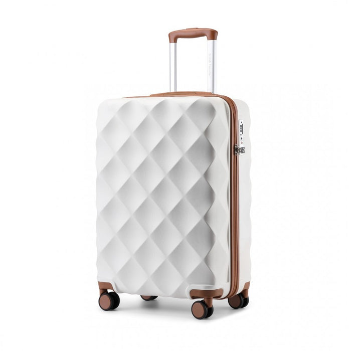 Ultralight ABS and Polycarbonate Bumpy Diamond Suitcase with TSA Lock – 20-Inch – Cream