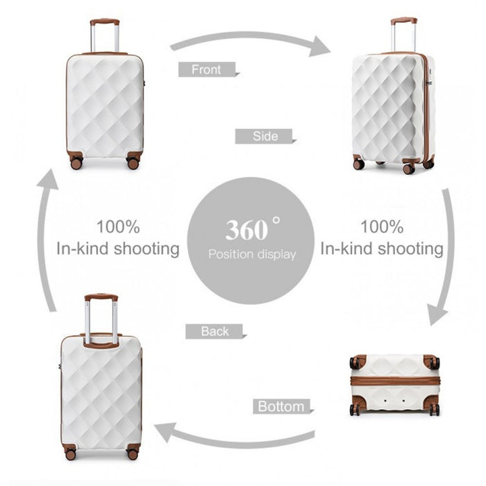 Ultralight ABS and Polycarbonate Bumpy Diamond Suitcase with TSA Lock – 20-Inch – Cream