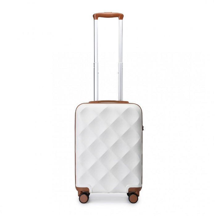 Ultralight ABS and Polycarbonate Bumpy Diamond Suitcase with TSA Lock – 20-Inch – Cream