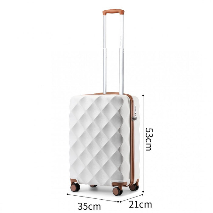 3-Piece Ultralight ABS and Polycarbonate Bumpy Diamond Luggage Set with TSA Lock – Cream