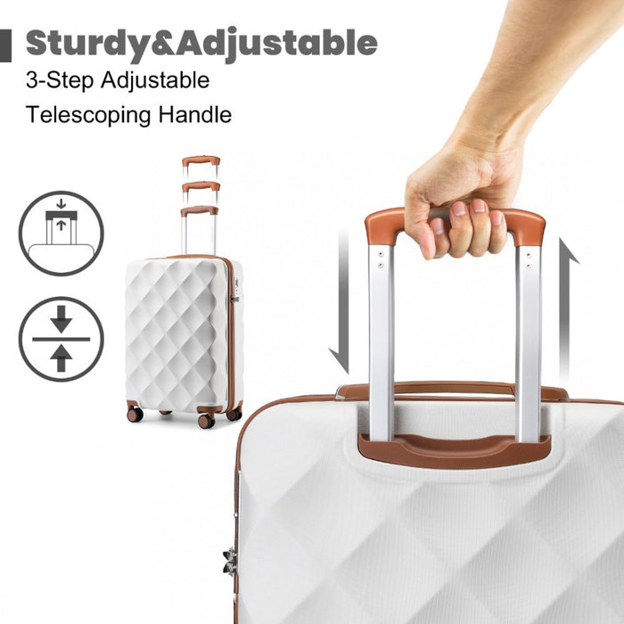 Ultralight ABS and Polycarbonate Bumpy Diamond Suitcase with TSA Lock – 20-Inch – Cream