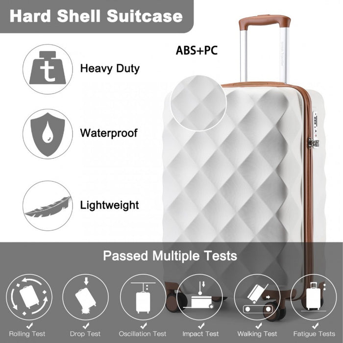 Ultralight ABS and Polycarbonate Bumpy Diamond Suitcase with TSA Lock – 20-Inch – Cream