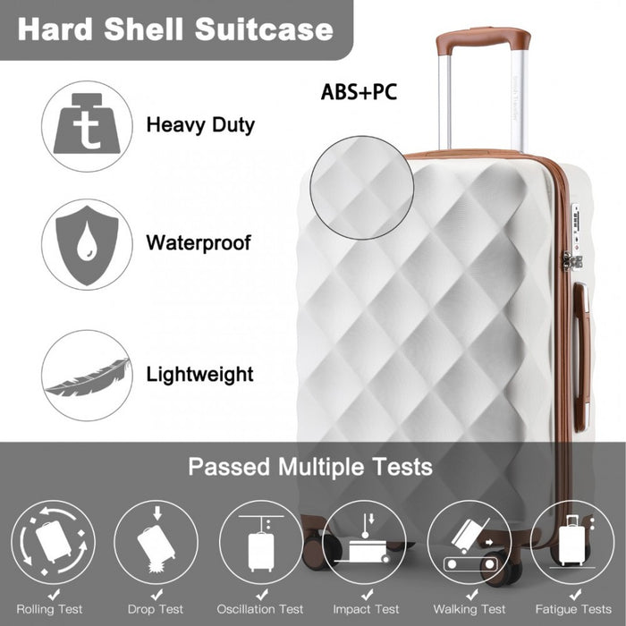 Ultralight ABS and Polycarbonate Bumpy Diamond Suitcase with TSA Lock – 24-Inch – Cream