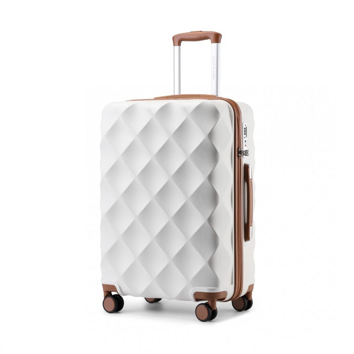 Ultralight ABS and Polycarbonate Bumpy Diamond Suitcase with TSA Lock – 28-Inch – Cream