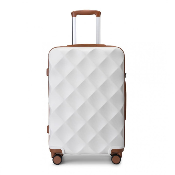 Ultralight ABS and Polycarbonate Bumpy Diamond Suitcase with TSA Lock – 28-Inch – Cream
