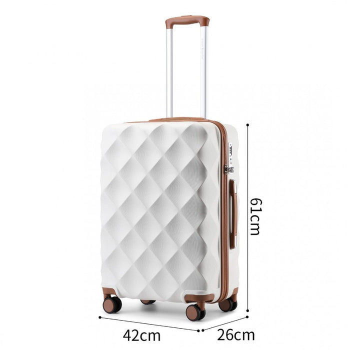 3-Piece Ultralight ABS and Polycarbonate Bumpy Diamond Luggage Set with TSA Lock – Cream