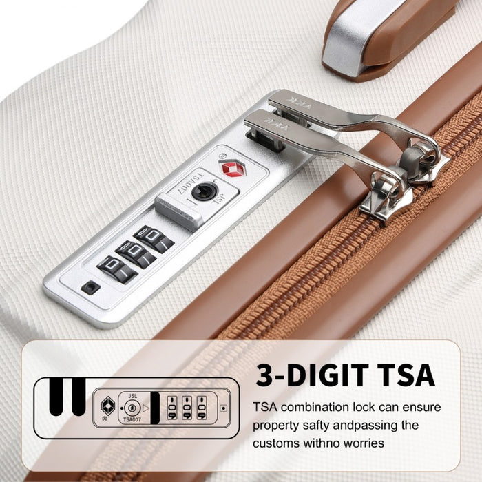 3-Piece Ultralight ABS and Polycarbonate Bumpy Diamond Luggage Set with TSA Lock – Cream