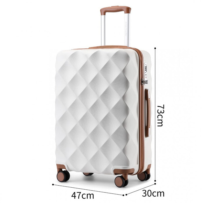 3-Piece Ultralight ABS and Polycarbonate Bumpy Diamond Luggage Set with TSA Lock – Cream