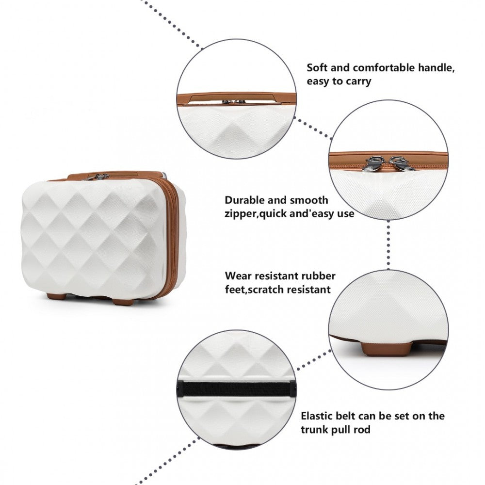 4-Piece Ultralight ABS and Polycarbonate Bumpy Diamond Luggage Set with TSA Lock – Cream