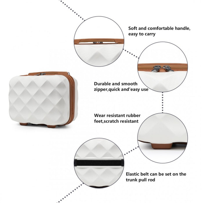 4-Piece Ultralight ABS and Polycarbonate Bumpy Diamond Luggage Set with TSA Lock – Cream