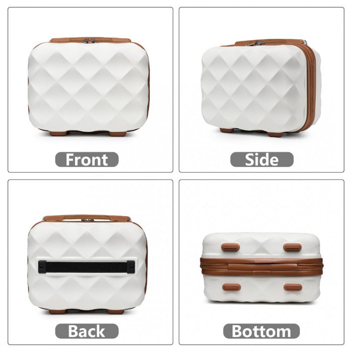 4-Piece Ultralight ABS and Polycarbonate Bumpy Diamond Luggage Set with TSA Lock – Cream