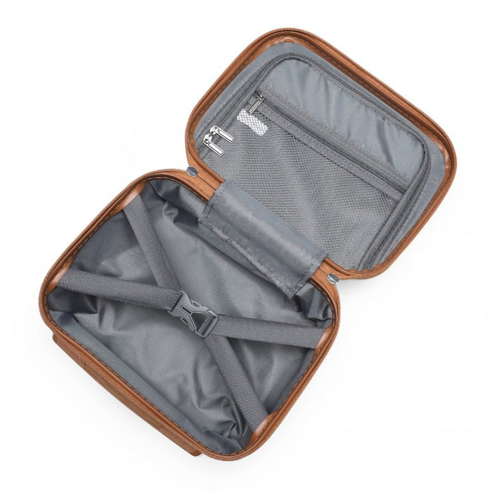 4-Piece Ultralight ABS and Polycarbonate Bumpy Diamond Luggage Set with TSA Lock – Cream