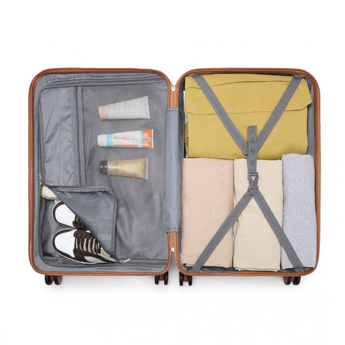4-Piece Ultralight ABS and Polycarbonate Bumpy Diamond Luggage Set with TSA Lock – Cream