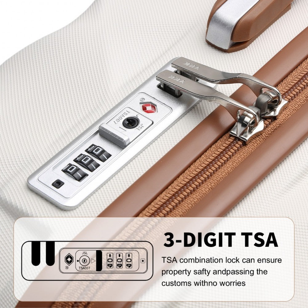 4-Piece Ultralight ABS and Polycarbonate Bumpy Diamond Luggage Set with TSA Lock – Cream