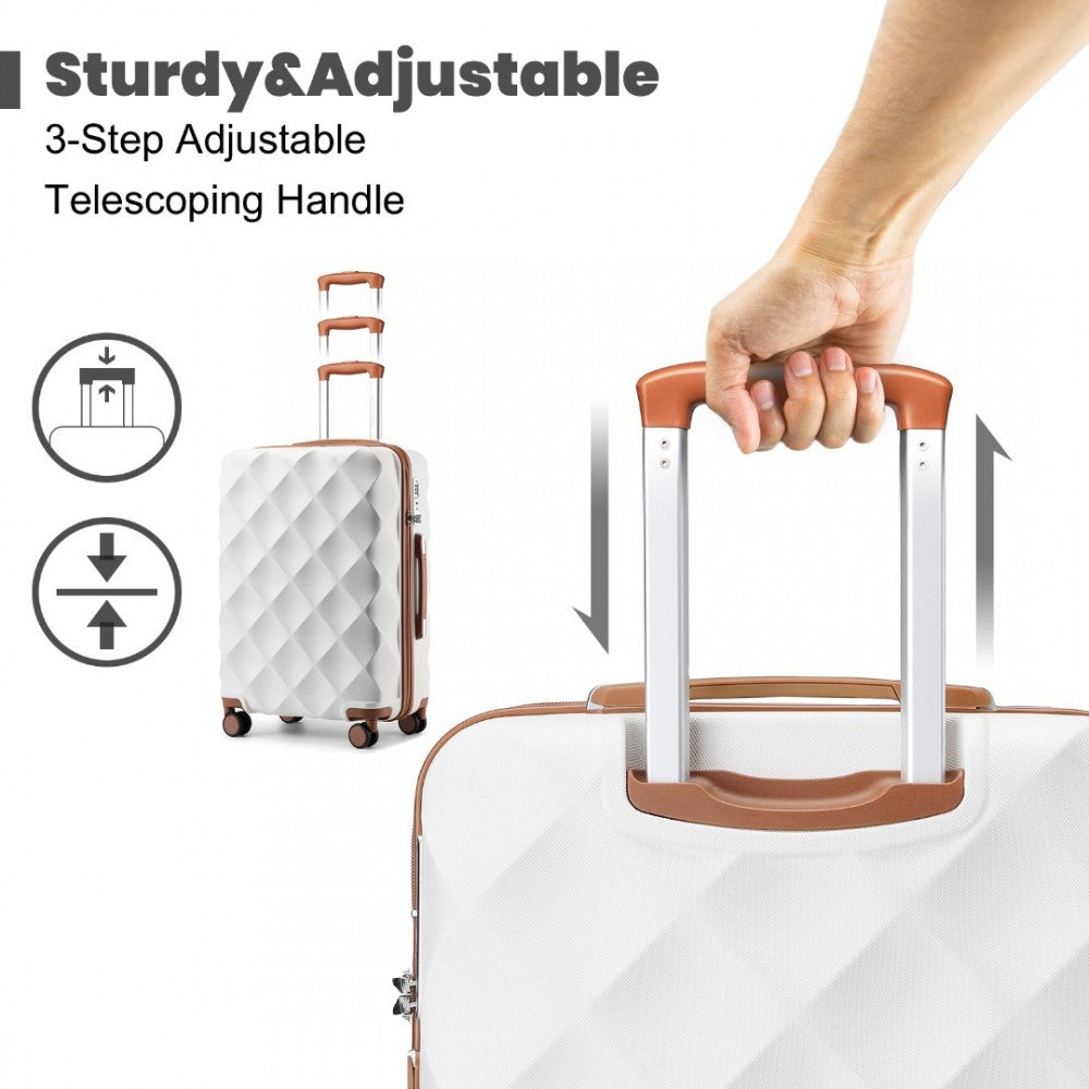 4-Piece Ultralight ABS and Polycarbonate Bumpy Diamond Luggage Set with TSA Lock – Cream