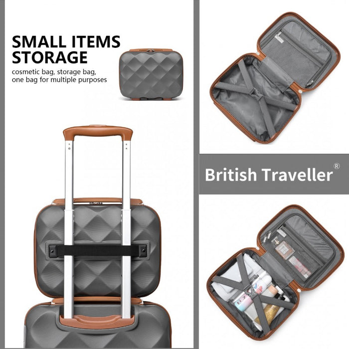 Ultralight ABS and Polycarbonate Vanity Case – 13-Inch – Grey and Brown