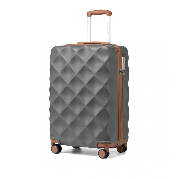 Ultralight ABS and Polycarbonate Bumpy Diamond Suitcase with TSA Lock – 20-Inch – Grey and Brown