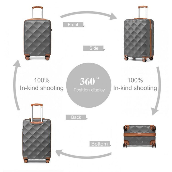 Ultralight ABS and Polycarbonate Bumpy Diamond Suitcase with TSA Lock – 20-Inch – Grey and Brown