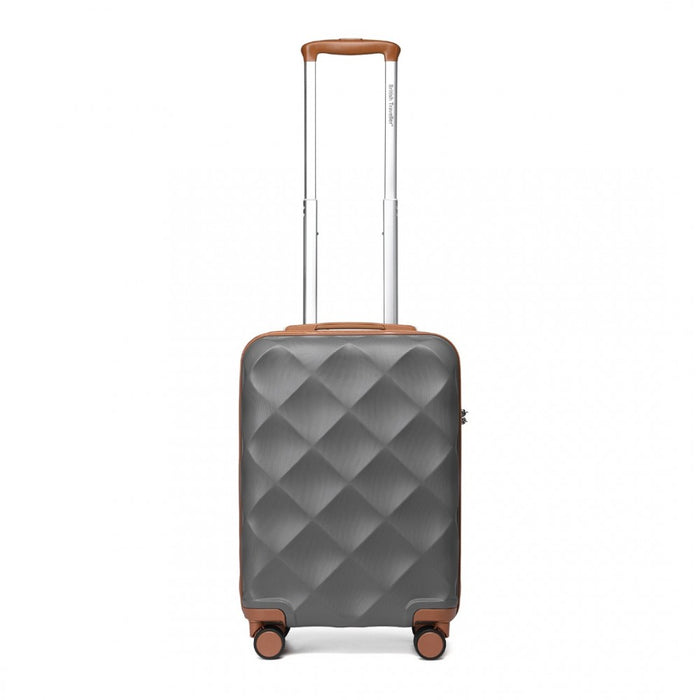 Ultralight ABS and Polycarbonate Bumpy Diamond Suitcase with TSA Lock – 20-Inch – Grey and Brown