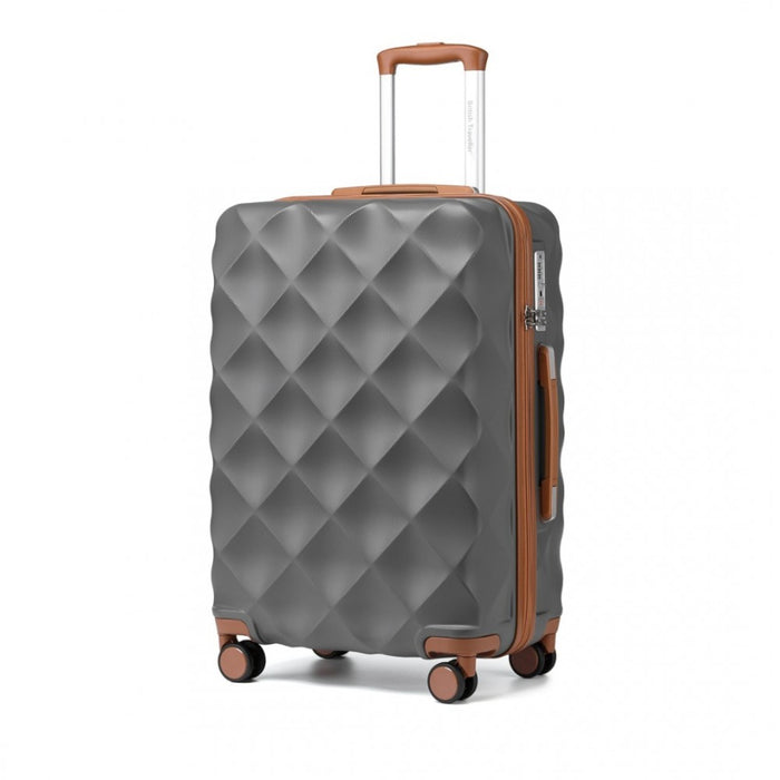 Ultralight ABS and Polycarbonate Bumpy Diamond Suitcase with TSA Lock – 24-Inch – Grey and Brown