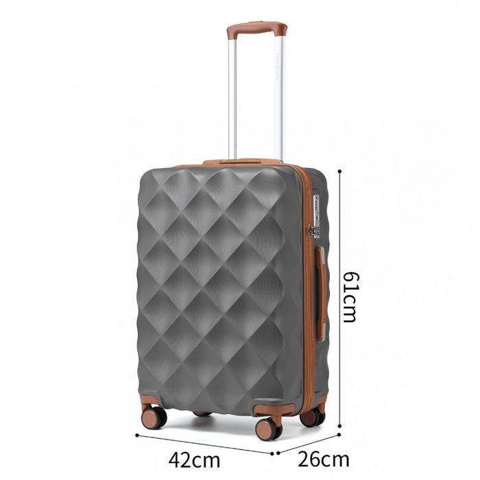 Ultralight ABS and Polycarbonate Bumpy Diamond Suitcase with TSA Lock – 24-Inch – Grey and Brown