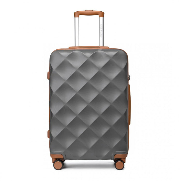 Ultralight ABS and Polycarbonate Bumpy Diamond Suitcase with TSA Lock – 24-Inch – Grey and Brown