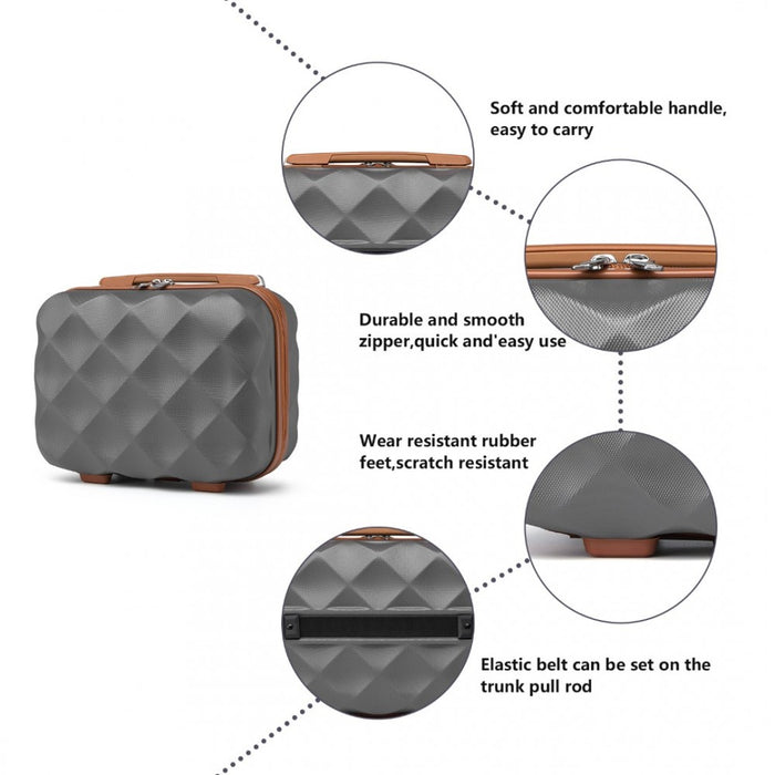 4-Piece Ultralight ABS and Polycarbonate Bumpy Diamond Luggage Set with TSA Lock – Grey and Brown