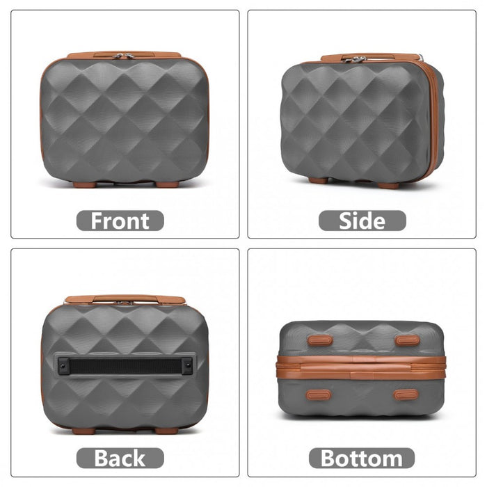 4-Piece Ultralight ABS and Polycarbonate Bumpy Diamond Luggage Set with TSA Lock – Grey and Brown