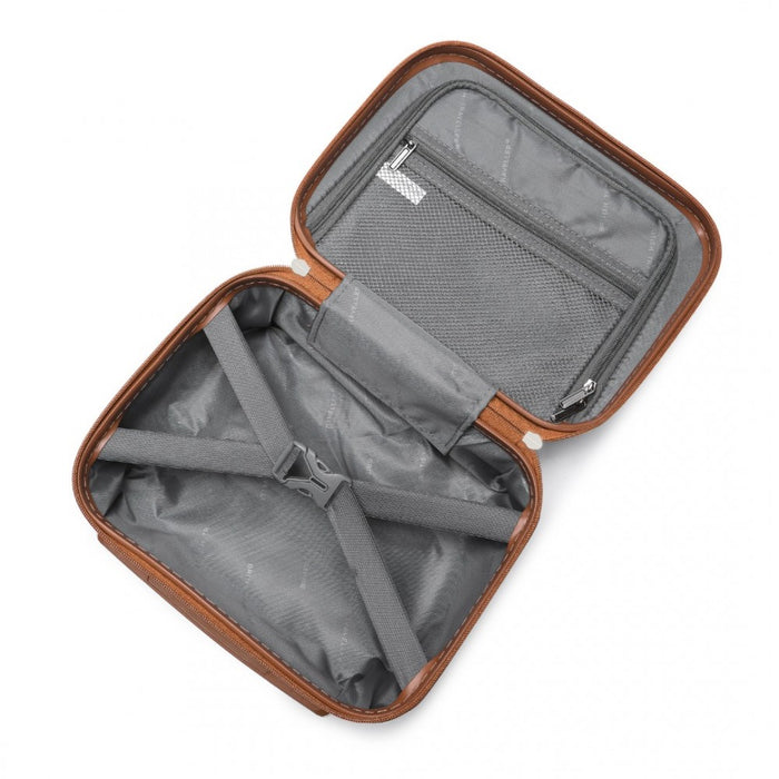4-Piece Ultralight ABS and Polycarbonate Bumpy Diamond Luggage Set with TSA Lock – Grey and Brown