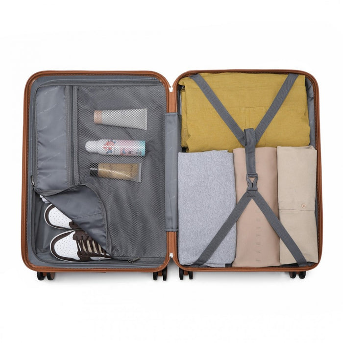 4-Piece Ultralight ABS and Polycarbonate Bumpy Diamond Luggage Set with TSA Lock – Grey and Brown
