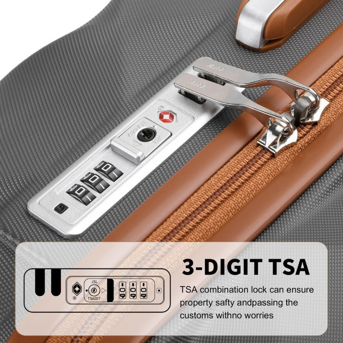 4-Piece Ultralight ABS and Polycarbonate Bumpy Diamond Luggage Set with TSA Lock – Grey and Brown