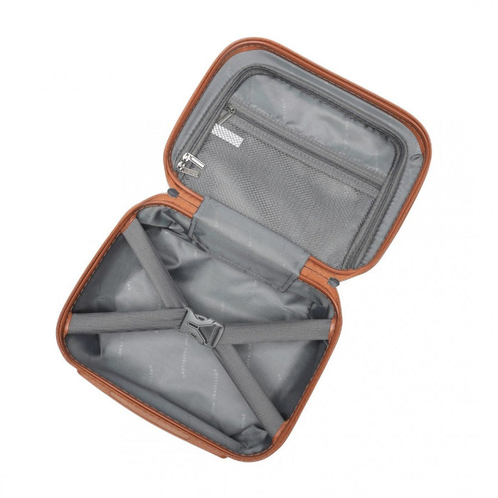 4-Piece Ultralight ABS and Polycarbonate Bumpy Diamond Luggage Set with TSA Lock – Navy and Brown