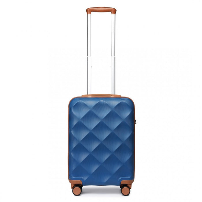 Ultralight ABS and Polycarbonate Bumpy Diamond Suitcase with TSA Lock – 20-Inch – Navy and Brown